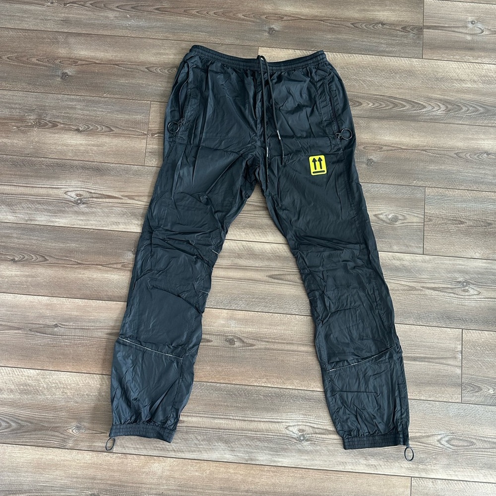 Off-White Black Joggers with Yellow Logo